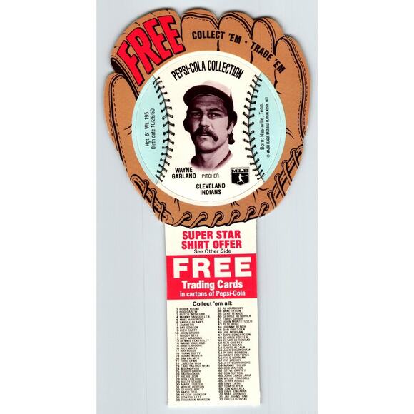 Pepsi Baseball Trading Card 1977 Wayne Garland Cleveland Indians MLB Diecut - Picture 1 of 2